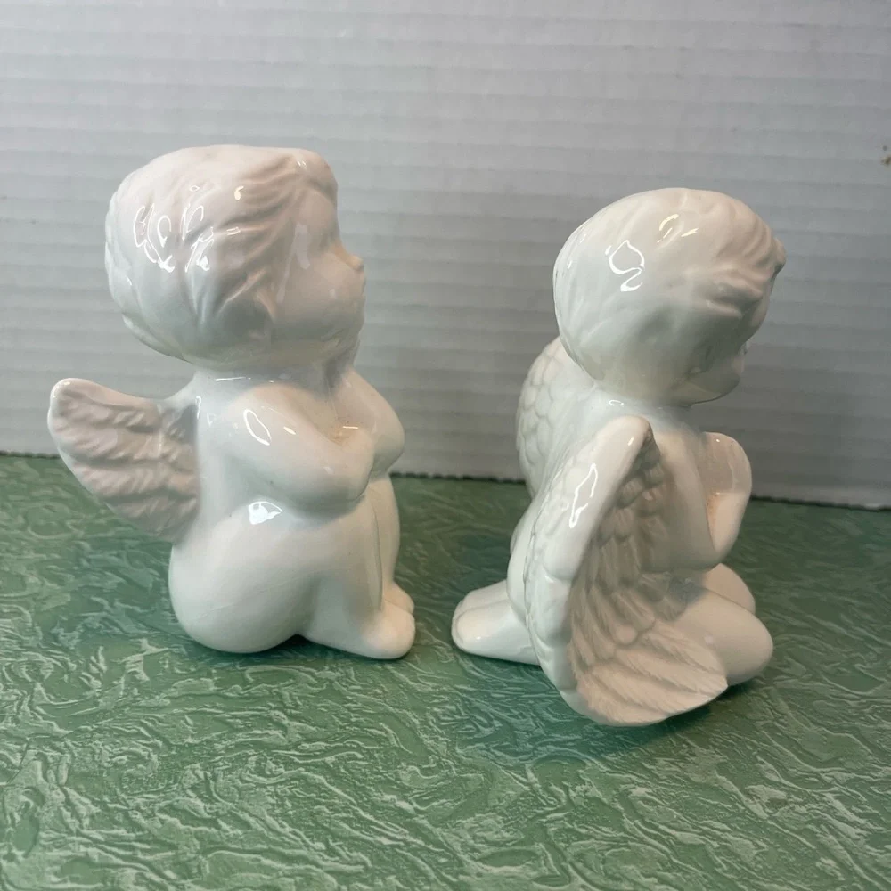 Vintage Malco Angel Cherubs Set Of 2 Figurines Mantle Holiday